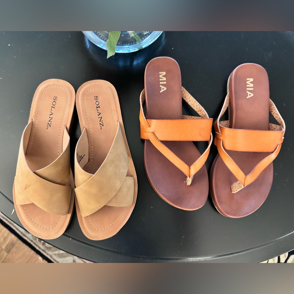 Solanz and MIA Slip on Sandles Size 6